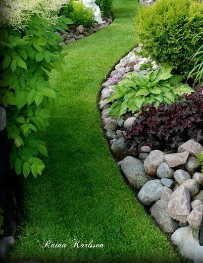 a garden with lots of rocks and plants