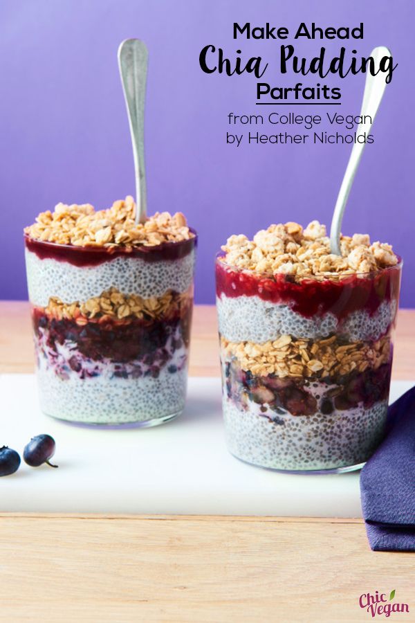 two jars filled with chia pudding and blueberries