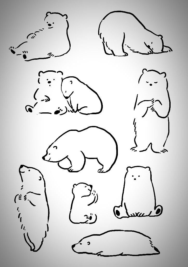 polar bear and cubs coloring pages for kids to print out, including the outlines