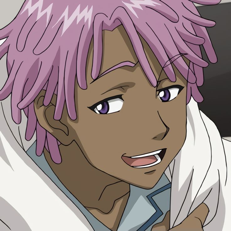 an anime character with pink hair and blue eyes