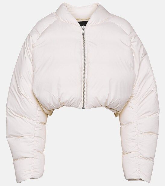 Cropped Down Jacket in White - Entire Studios | Mytheresa White Puffer Jacket Cropped, Long Sleeve Nylon Puffer Jacket With Zipper Closure, Nylon Puffer Jacket With Zipper Closure, Outdoor Duck Down Puffer Jacket With Zipper, Nylon Long Sleeve Puffer Jacket, Fitted Duck Down Puffer Jacket With Long Sleeves, Down Puffer Jacket With Zipper Closure For Cold Weather, Down Puffer Jacket With Zipper For Cold Weather, Cold Weather Down Puffer Jacket With Zipper Closure