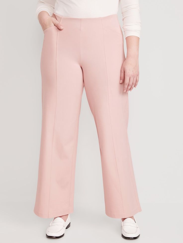 The Pull-On Pixie pants you love, now in a more fabulous fit & fabric ✨ Elasticized high-rise waistband.  Diagonal on-seam pockets at front; decorative welt faux-pockets at back.  Darted at front and back.  Soft-brushed cotton/rayon-blend twill, wi Stretch Pink Bottoms With Pull-on Style, Stretch Solid Color Dress Pants With Pockets, Stretch Dress Pants With Elastic Waistband For Business Casual, Stretch Business Casual Dress Pants With Elastic Waistband, Casual Pull-on Style Elastane Dress Pants, Business Casual Stretch Pants With Elastic Waistband, Casual Pull-on Elastane Dress Pants, Stretch Trousers With Side Pockets, High Waist Stretch Pants With Pockets