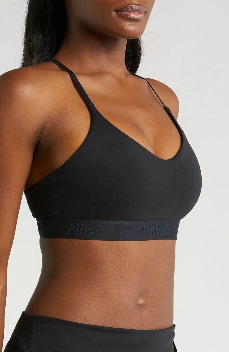 Nike Dri-FIT Indy Light Support Sports Bra | Nordstrom Nike Sports Bra With Built-in Bra For Yoga, Nike Yoga Sports Bra With Built-in Bra, Nike Sports Bra With Built-in Bra For Training, Nike Activewear With Built-in Bra For Workout, Padded Compression Activewear For Yoga, Padded Stretch Sports Bra For Athleisure, Athleisure Stretch Padded Sports Bra, Athleisure Padded Stretch Sports Bra, Compressive Padded Activewear For Gym