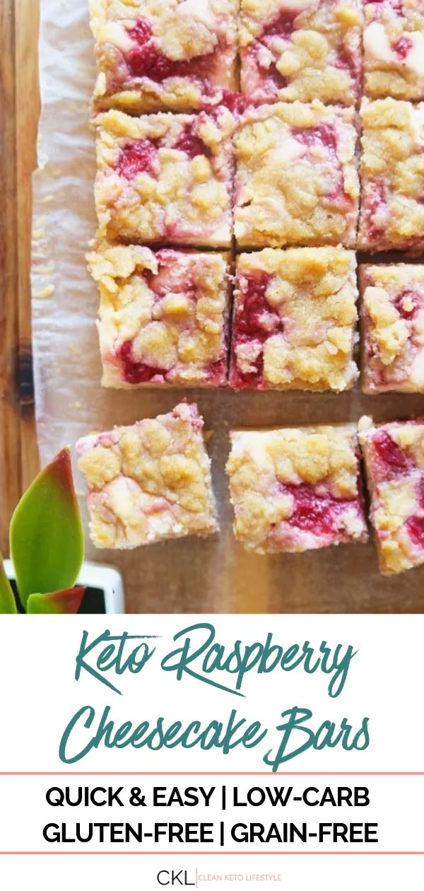 keto raspberry cheesecake bars are cut into squares and stacked on top of each other