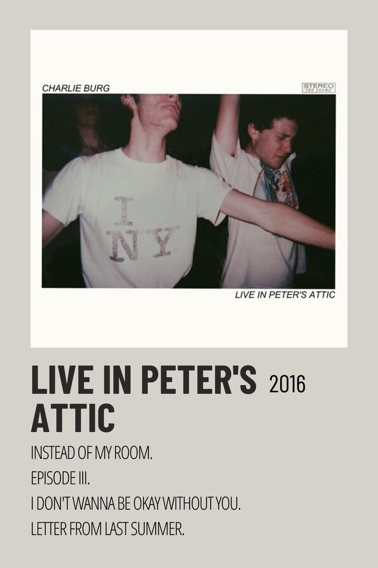 a poster with the words live in peter's attic written on it and an image of two men dancing