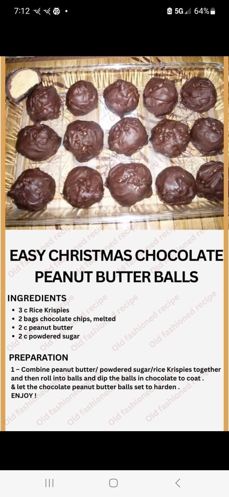 chocolate peanut butter balls in a wicker basket with instructions on how to make them