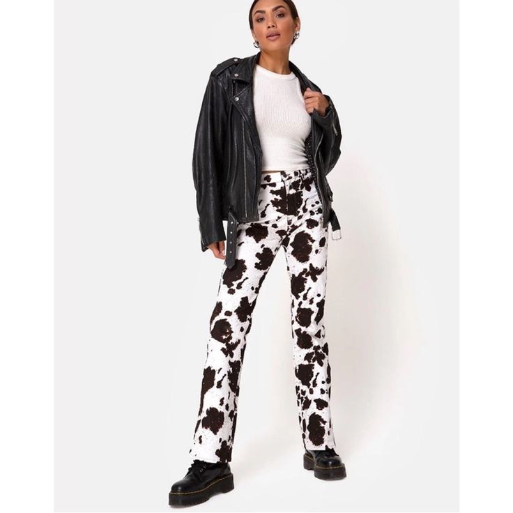 W 16.5 R 11” Inseam 32 Cowhide Denim Bin Y Edgy White Bottoms For Fall, Edgy White Fitted Jeans, Edgy Fitted White Jeans, Edgy Fitted Bottoms For Day Out, Yellow Plaid Pants, Hot Rompers, Denim Print, White Flares, Sequin Rompers