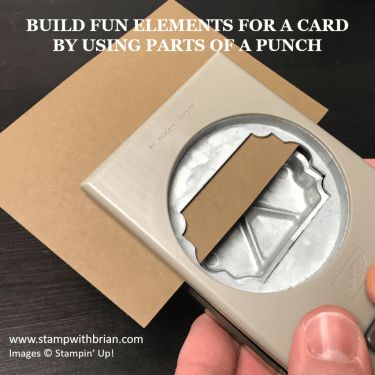 a person holding a piece of paper in their hand with the words build fun elements for a card by using parts of a punch