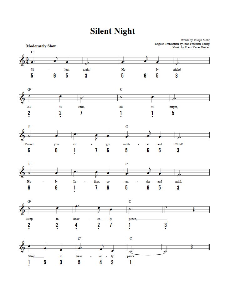 sheet music with the words silent night on it