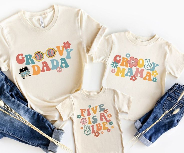 three t - shirts with the words grooy dad, five is life on them