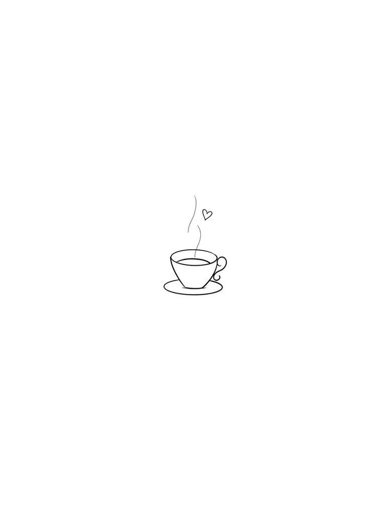 a drawing of a coffee cup on a saucer with a heart in the middle