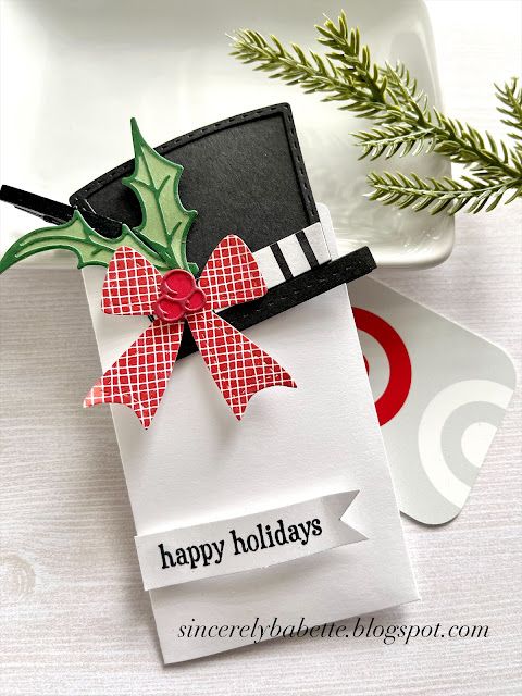 a card with a christmas decoration on it