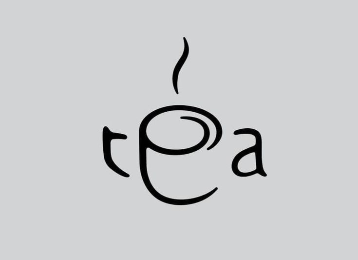 the word tea is written in black on a gray background