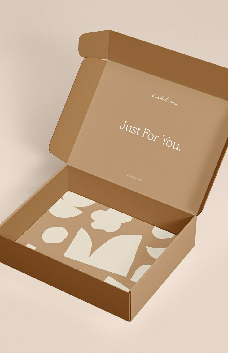 an open box with the words just for you printed on it