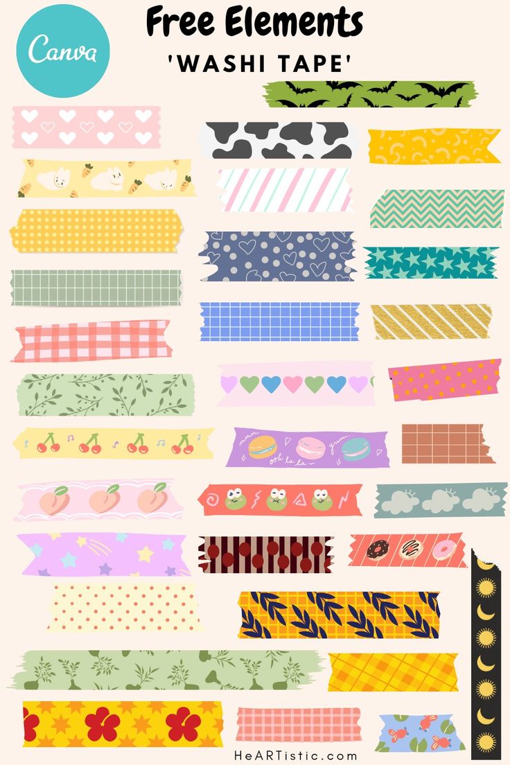 a bunch of washi tapes that are on top of each other with the words free elements