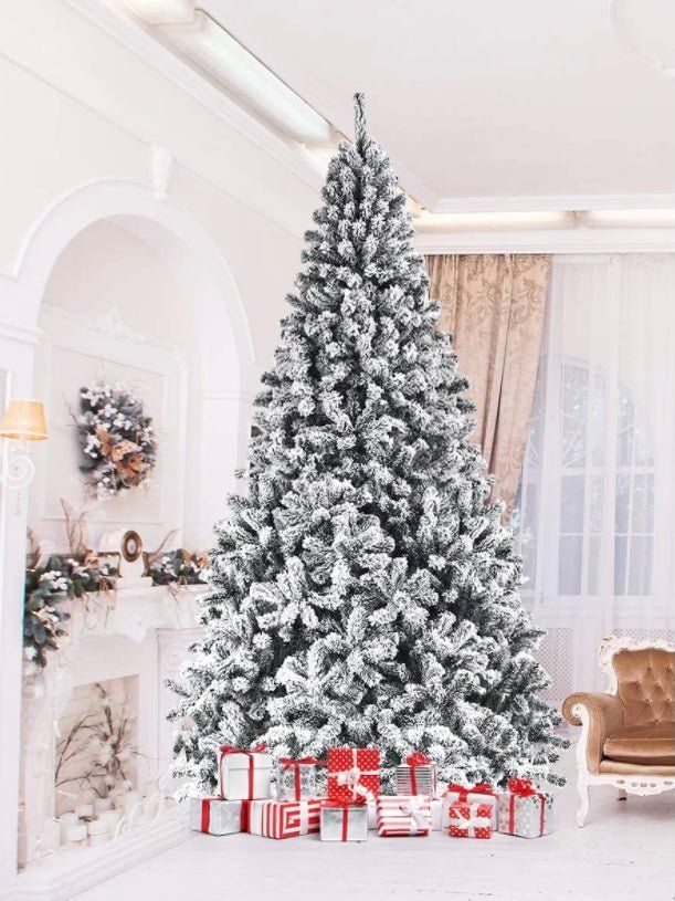 Christmas tree 7.5" ft - Wapas 9ft Christmas Tree, Full Christmas Tree, Frosted Christmas Tree, Cute Christmas Decorations, Christmas Tree With Snow, Snow Flock, Flocked Trees, Flocked Christmas Trees, Christmas Tree Stand