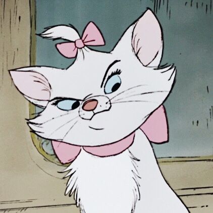 a cartoon cat with a pink bow on its head