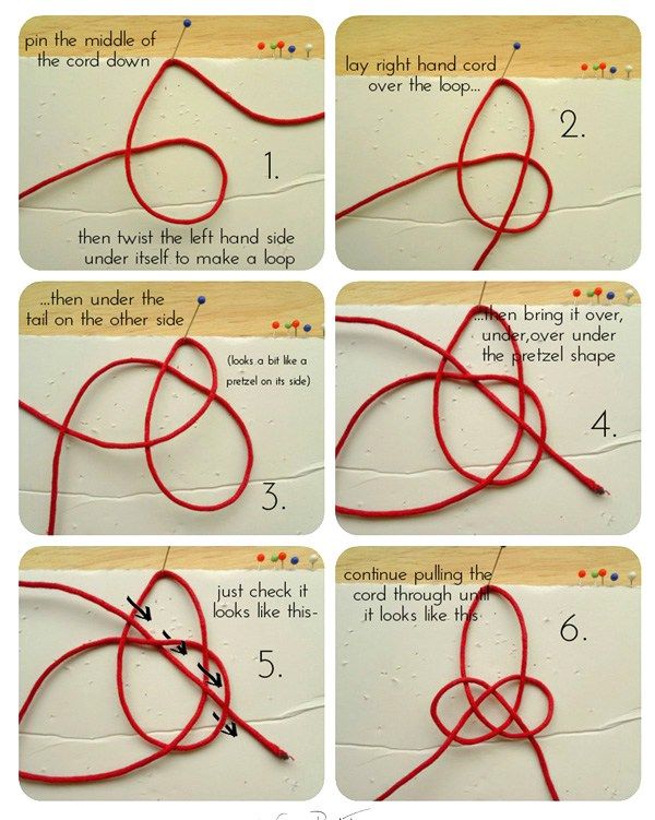 instructions on how to tie a knot for necklaces or bracelets with red thread