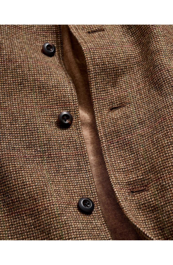 A soft and warm wool blend with a hint of durable nylon elevates this charming overcoat with versatile appeal. 31 1/2" length Front button closure Spread collar Front button-flap patch pockets Lined 75% wool, 25% nylon Dry clean Imported Brown Wool Outerwear With Notch Lapel, Brown Wool Notch Lapel Outerwear, Brown Wool Coat With Button Closure, Tailored Brown Wool Outerwear, Brown Wool Coat With Welt Pockets, Tailored Wool Tweed Jacket With Button Closure, Brown Wool Coat With Notch Lapel And Buttons, Brown Wool Outerwear With Patch Pockets, Brown Wool Outerwear With Button Closure