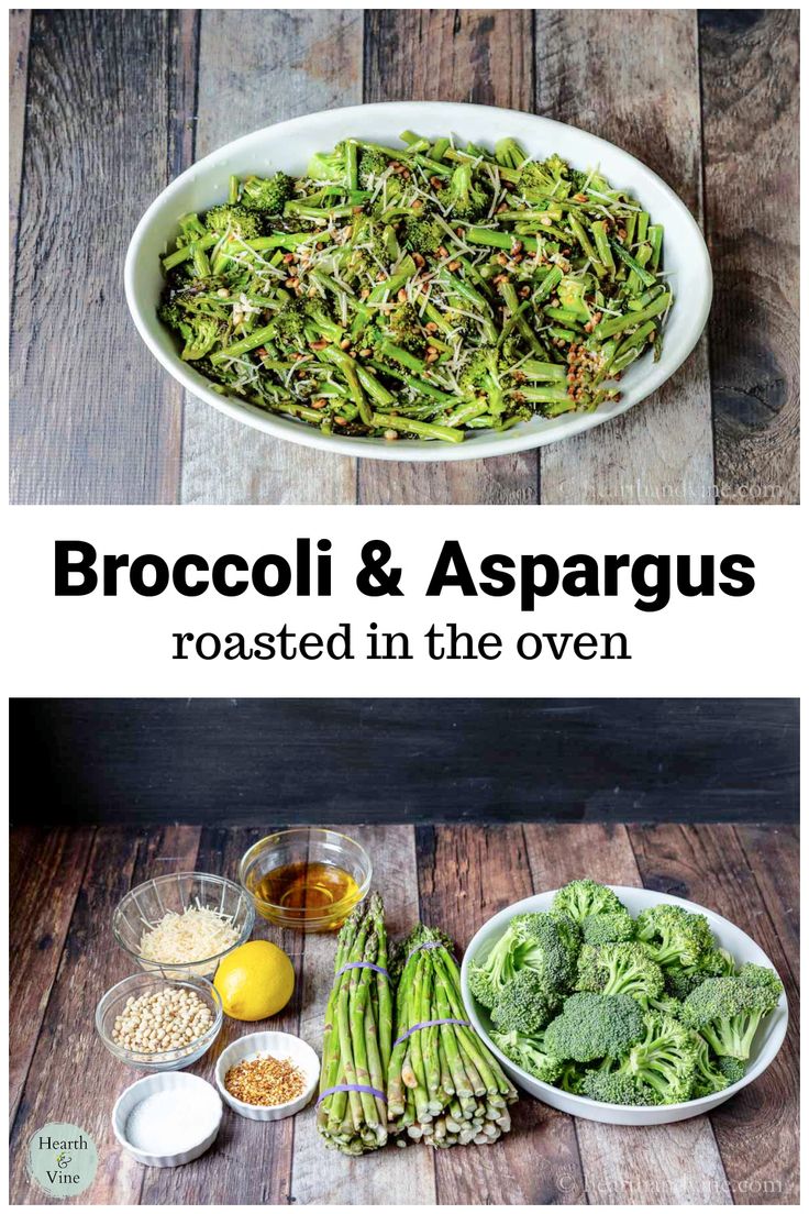 broccoli and asparagus roasted in the oven