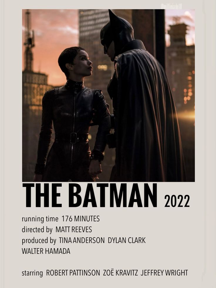 the batman movie poster is shown in black and white, with an image of two men standing