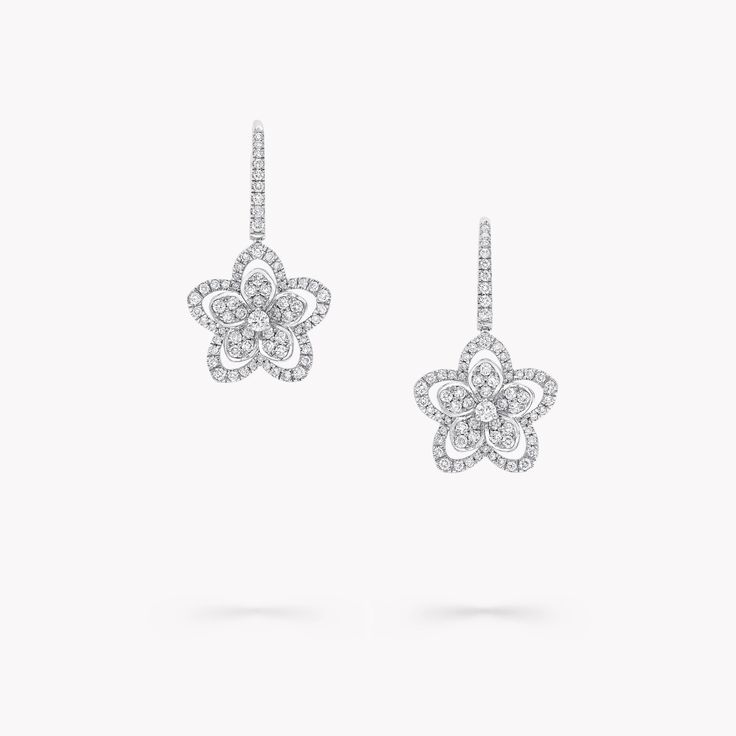 Wild Flower diamond earrings, Diamond | Graff Large Diamond Stud Earrings, Bougie Closet, Flower Diamond Earrings, Triple Diamond Ring, Large Diamond Rings, Flower Diamond Ring, Diamond Drop Necklace, The Bling Ring, Pave Diamond Earrings