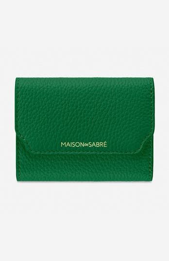 MAISON de SABRÉ Leather Trifold Wallet | Nordstrom Leather Trifold Coin Purse With Rfid Blocking, Compact Trifold Wallet With Coin Pocket, Compact Trifold Wallet With Interior Card Slots, Compact Trifold Wallet With Card Slots, Green Leather Coin Purse With Rfid Blocking, Green Trifold Wallet With Interior Card Slots, Green Trifold Wallet With Card Slots, Classic Green Trifold Wallet With Card Slots, Green Leather Trifold Wallet With Card Slots