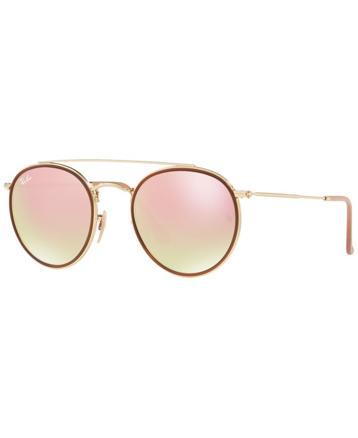 in stock Round Ray Bans, Rose Gold Frame, Pink Mirror, Pink Frames, Heart Face Shape, Sunglass Hut, Blue Lenses, Mens Gift Sets, Eyewear Accessories