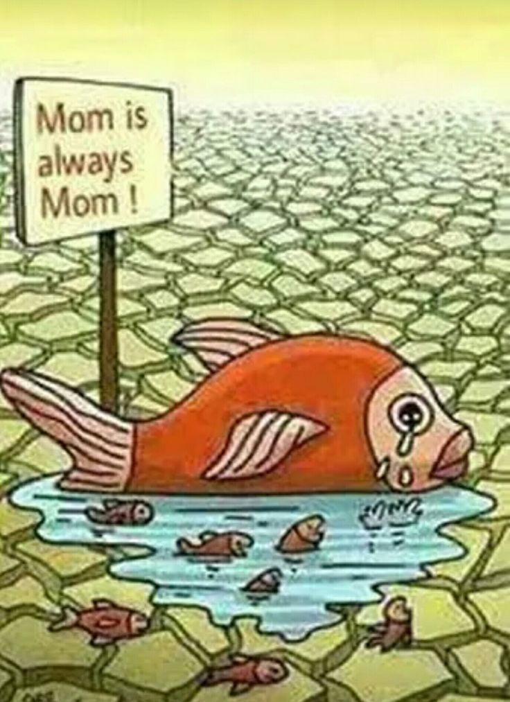 a cartoon fish with a sign that says mom is always mom