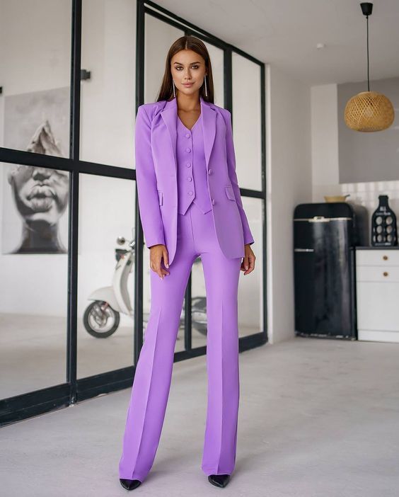 Formal Pantsuit, Pantsuit For Women, Womens Suits, Purple Party, Suiting Fabric, Pantsuits For Women, Slim Fit Suit, Three Piece Suit, 3 Piece Suits