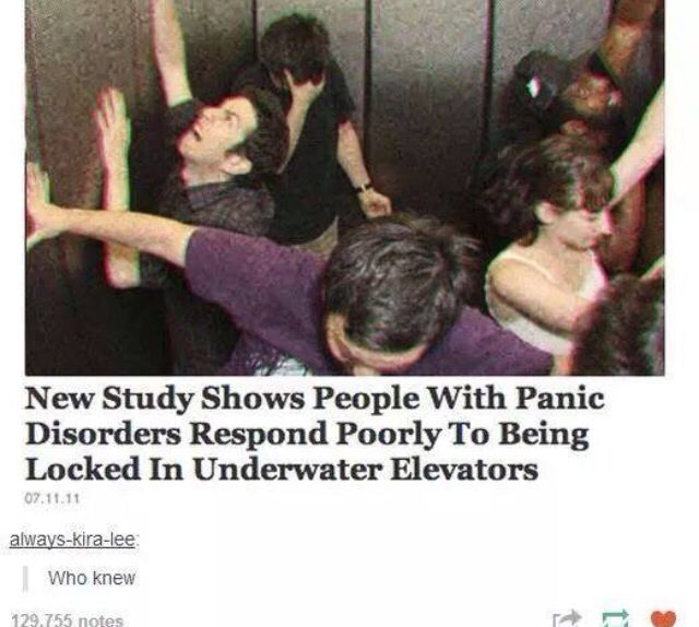 a newspaper page with an image of people in elevators and the caption reads, 27 + lol tumbi posts you should check