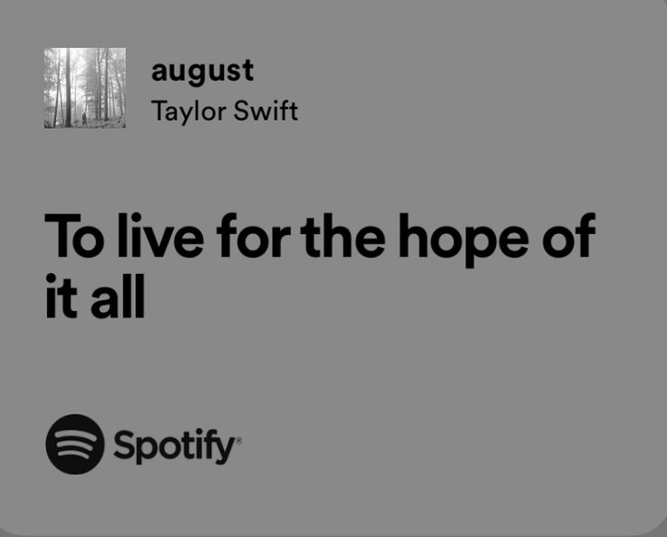 an ad for spotify with the words to live for the hope of it all