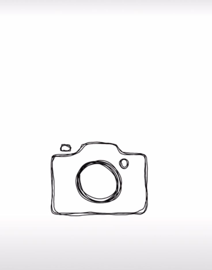 a black and white drawing of a camera