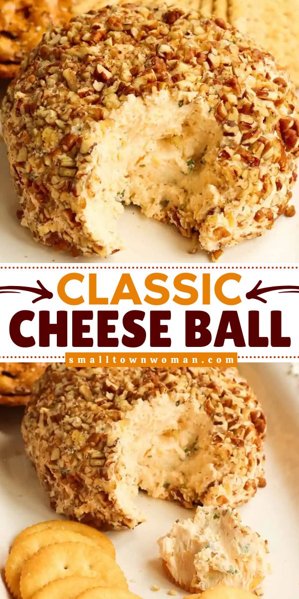 Always a fun Thanksgiving appetizer! Made with cheddar, green onions, and spices that are all rolled in chopped pecans, this cream cheese ball is amazing. Serve this classic cheese ball recipe at your Christmas dinner party, too! Cheeseball Turkey Appetizer, Cheddar Pecan Cheese Ball, Pecan Cheeseball Recipe, Gluten Free Cheese Ball Recipes, Fun Thanksgiving Food Appetizers, Golf Ball Cheese Ball, Thanksgiving Cheeseball Turkey, Cheese Bowls Edible, Old Fashioned Cheese Ball