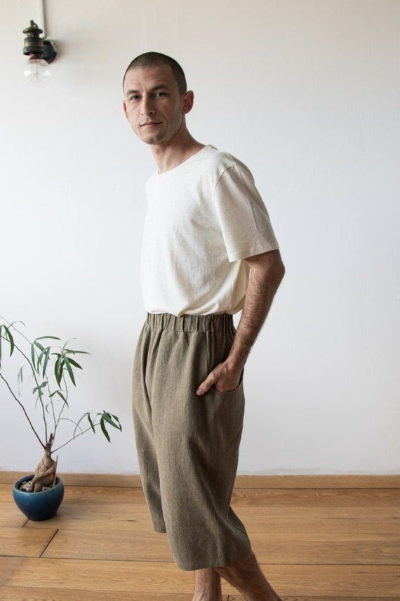 Pure hemp t-shirt | organic unisex shirt | eco-friendly clothing by Haptic Path Hemp Pants, Wide Shorts, Hemp Fashion, Bermuda Pants, Hemp Clothing, Slow Fashion Brands, Hemp Fabric, Eco Friendly Clothing, Mens Wear