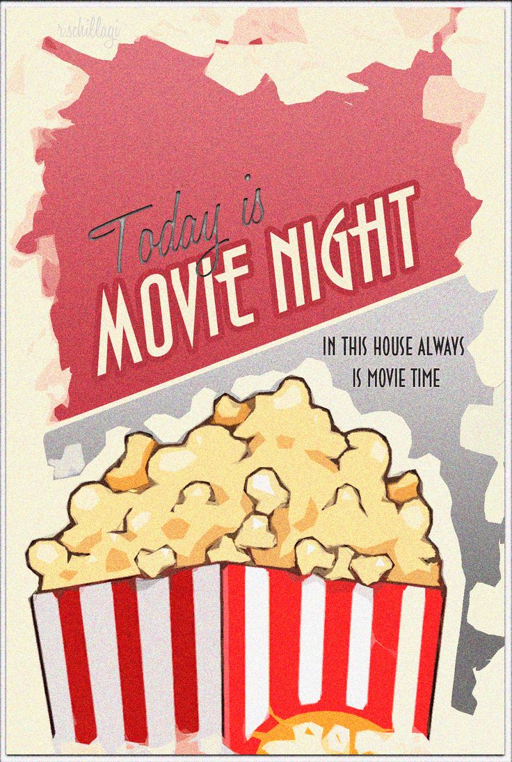 there is a movie poster with popcorn in the box and an advertise that reads today is movie night