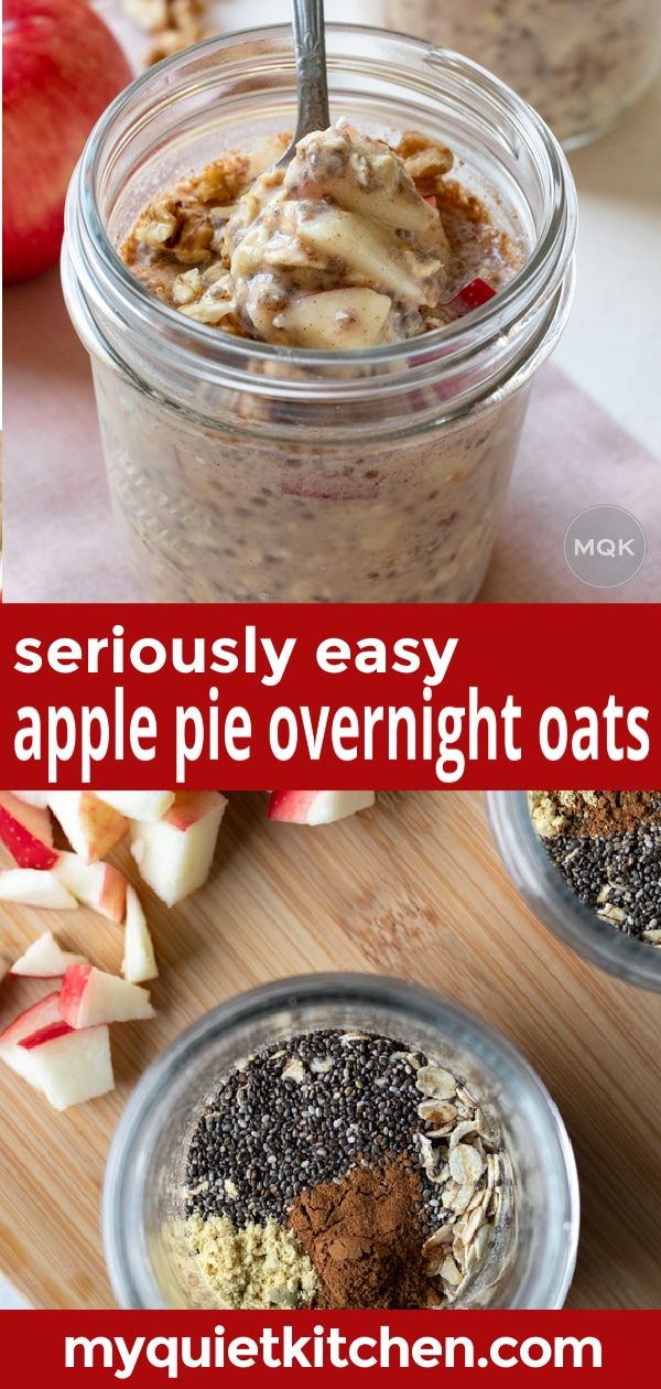 an apple pie overnight oats recipe in a jar