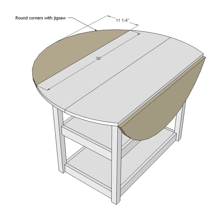 the plans for a round table with two shelves and one shelf on each side,