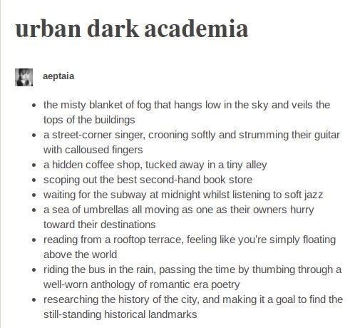 an article about urban dark academy in english and spanish, with the caption above it