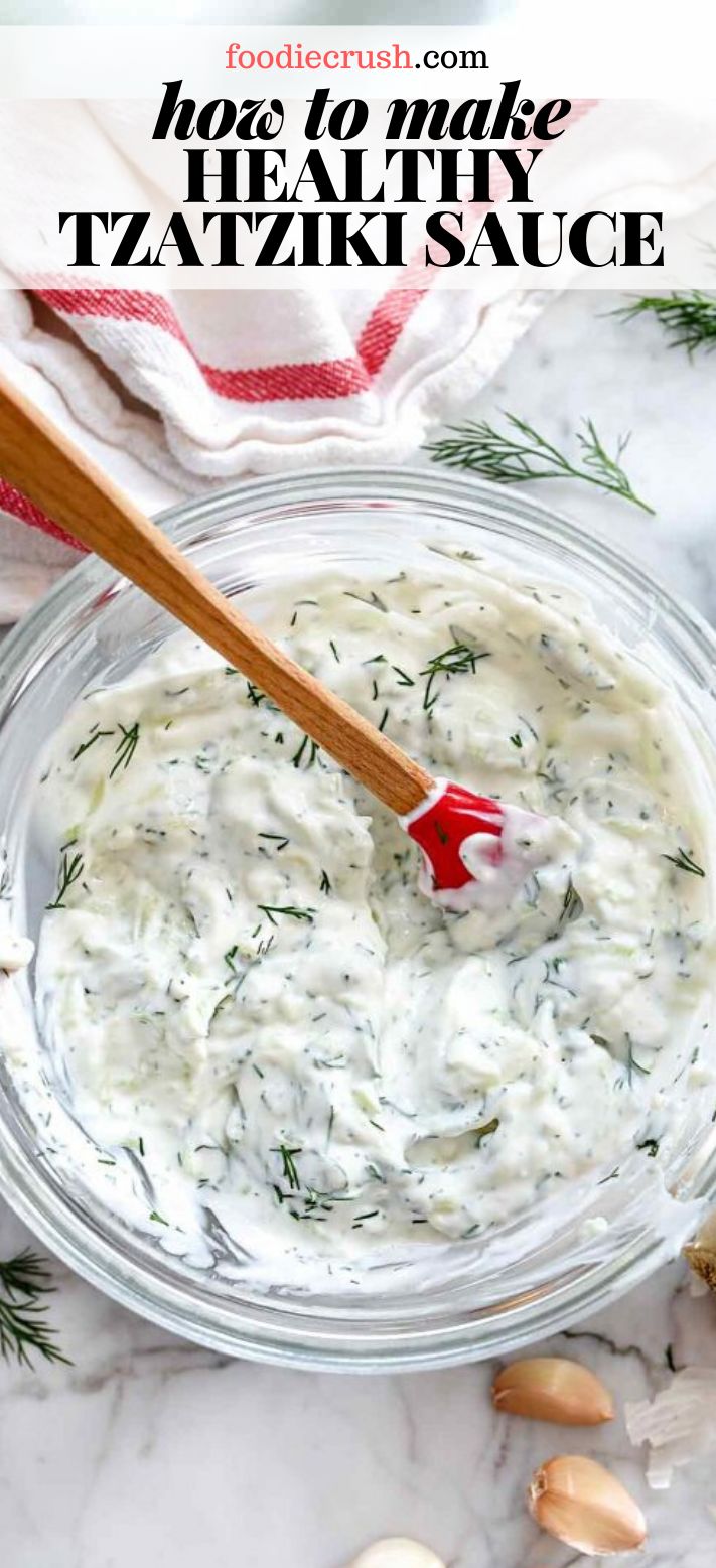 a glass bowl filled with creamy tzatzka sauce