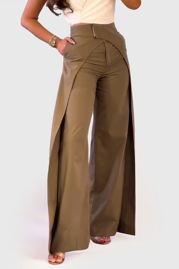 Our Wide Trousers with Double Layer Detail offer an elevated look, with adjustable waist, wide legs, side pockets, and double layer detail.Fabric: Cotton, Polyester Luxury Wide Leg Pants With Pressed Crease For Tailoring, Luxury Tailored Pants With Standard Cut Leg, Luxury Tailored Pantsuit With High-waisted Pants, Designer Flared Hem Pants For Workwear, Luxury Modern Pants With Straight Hem, Luxury Wide Leg Dress Pants With Structured Boning, Luxury Flared Hem Pants For Workwear, Luxury Fitted Pants With Straight Hem, Luxury Tailored Pants With Pressed Crease