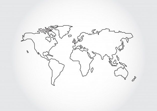 a black and white map of the world on a light background with space for text