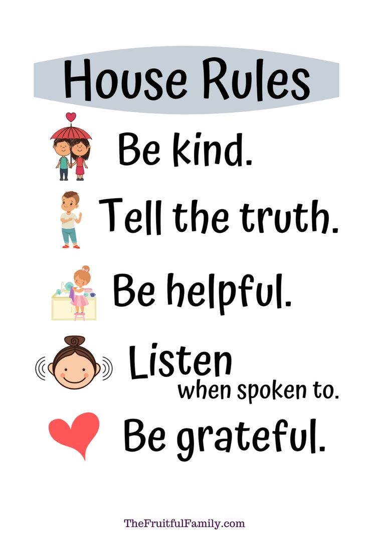 a poster with the words house rules be kind tell the truth be helpful listen when speaking to