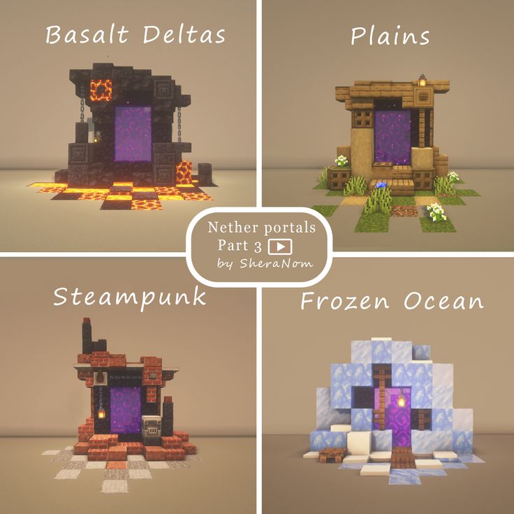 four different types of frozen ocean houses