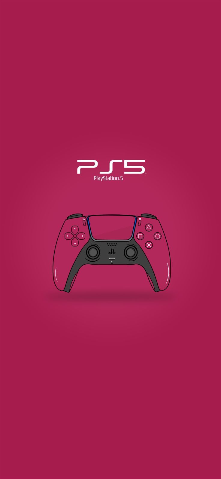 a red and black video game controller on a pink background