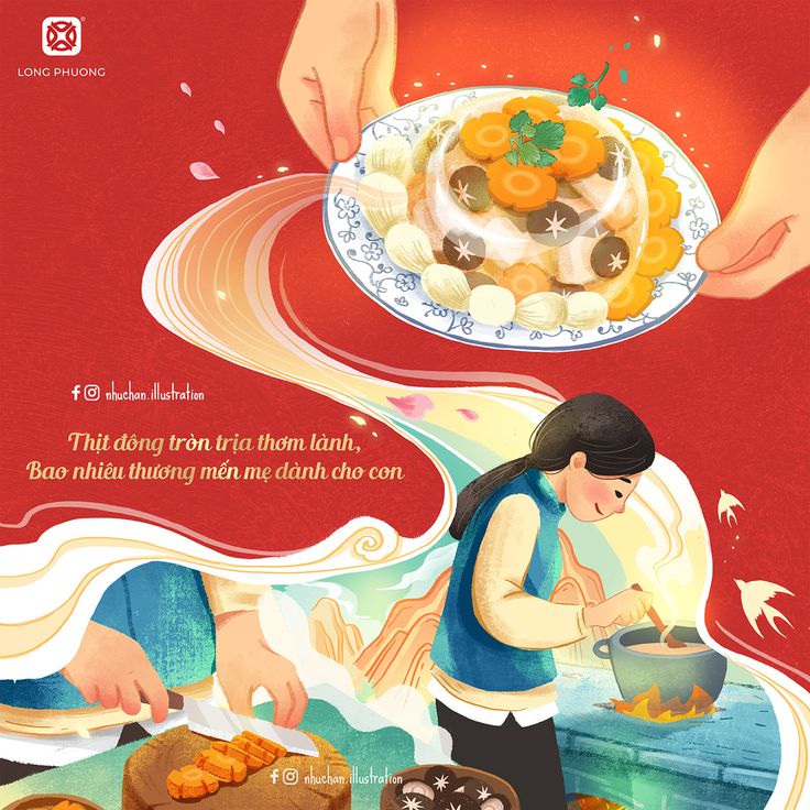 an advertisement for a chinese restaurant with two women cooking food on the plate and another woman holding