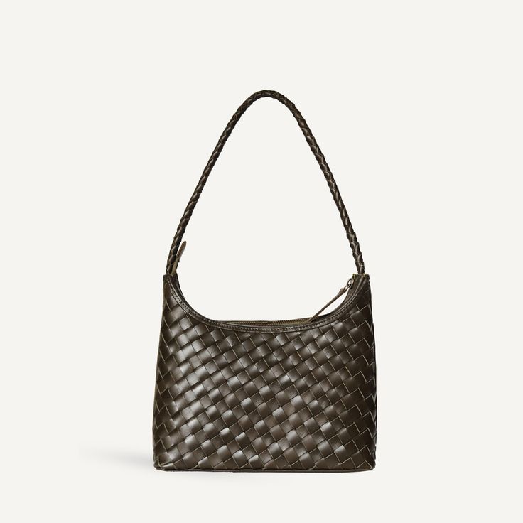 Vogue called it a "minimalist, quiet luxury staple." Handwoven carré leather bag with a smooth leather bottom panel, braided shoulder strap, and zipper closure. The petite, structured shape transitions seamlessly from day to evening. Marni Bag, Kris Kringle, 2024 Style, Quiet Luxury, Vintage Tee, Square Pattern, Cashmere Coat, Small Accessories, Fall 2024