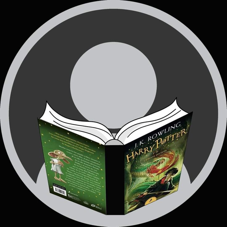 an open harry potter book in front of a black background with a white circle around it