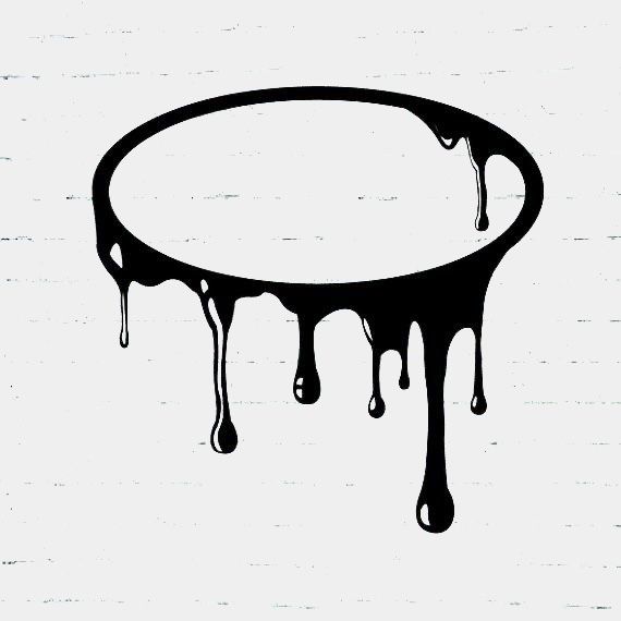 a black and white image of dripping paint on a round table with the word'drip'written across it