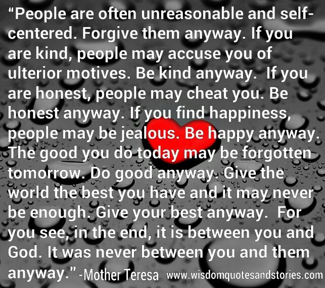 a red heart surrounded by water droplets with the words, people are often unreasonable and self - centered